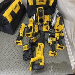 Houston location AS-IS DEWALT 20V MAX Cordless 9 Tool Combo Kit with (2) 20V 2.0Ah Batteries and Charger