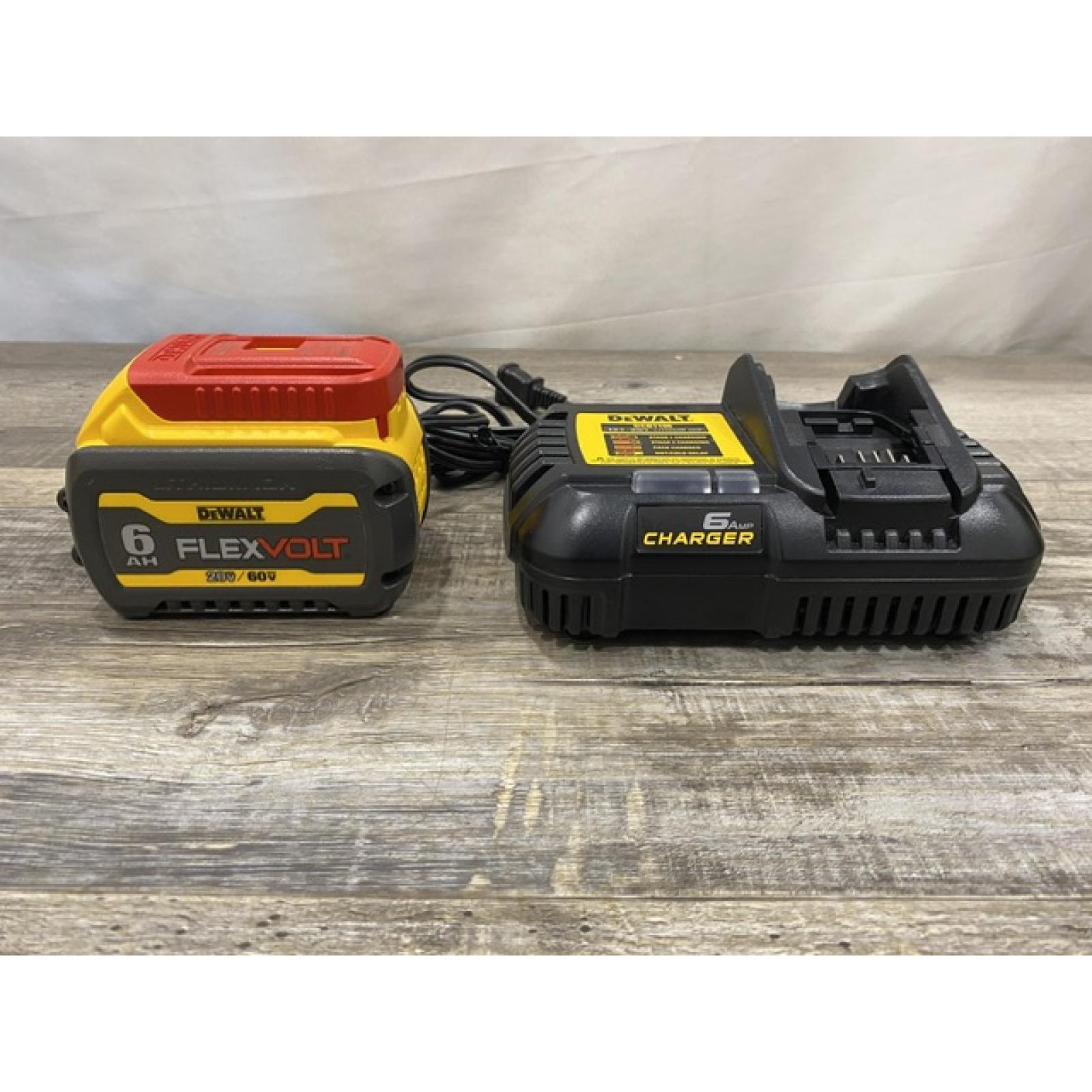 AS-IS DEWALT FLEXVOLT 20V/60V MAX Lithium-Ion 6.0Ah Battery Pack with 6 Amp Output Charger