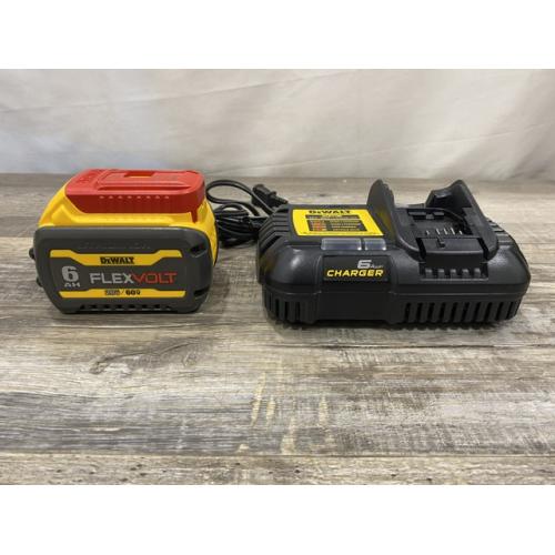 AS-IS DEWALT FLEXVOLT 20V/60V MAX Lithium-Ion 6.0Ah Battery Pack with 6 Amp Output Charger