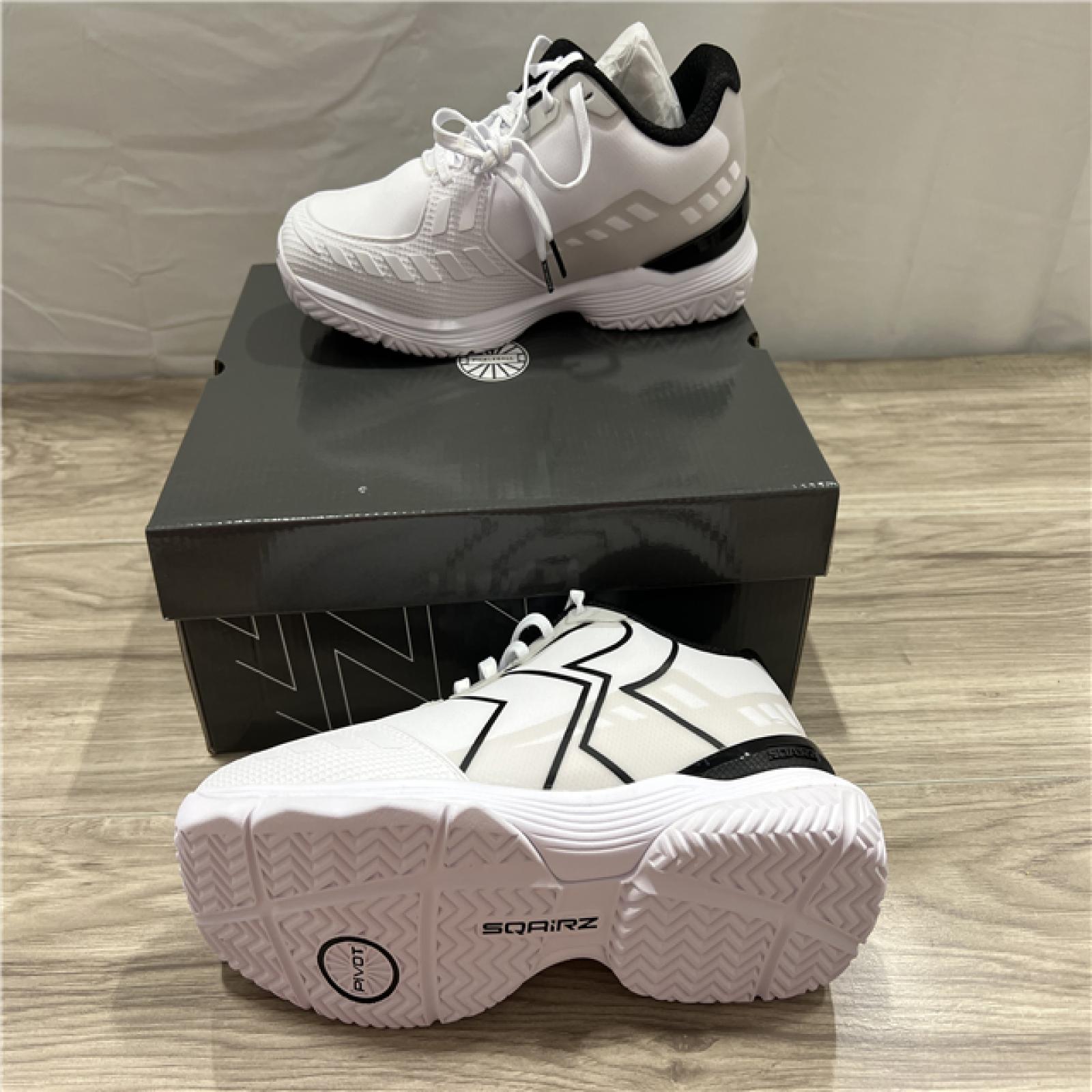SQR\AIRZ Mens's Pickleball Tennis Shoes - White/Blaclk - SZ 9.5