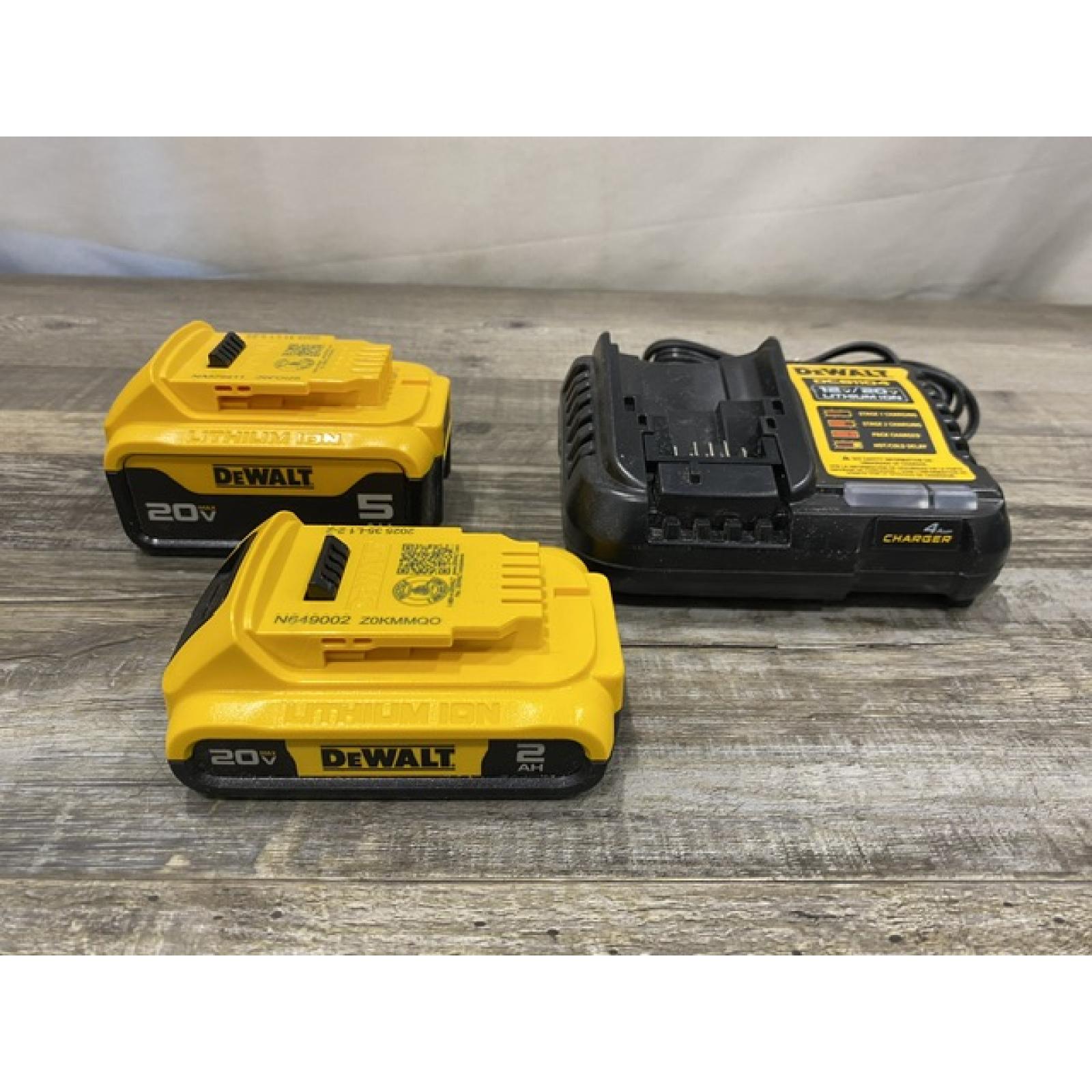 AS-IS DEWALT 20V MAX Lithium-Ion Battery Kit with 5.0Ah and 2.0Ah Battery and Charger