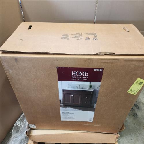 Phoenix NEW Home Decorators Collection Sedgewood 48.5 in. W x 18.75 in. D x 34.375 in. H Single Sink Bath Vanity in Dark Cognac with Arctic Solid Surface Top