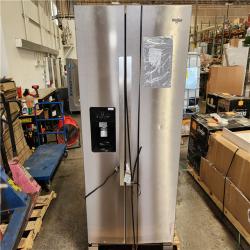 Phoenix Location AS-IS Whirlpool 24.6 cu. ft. Side by Side Refrigerator in Fingerprint Resistant Stainless Steel