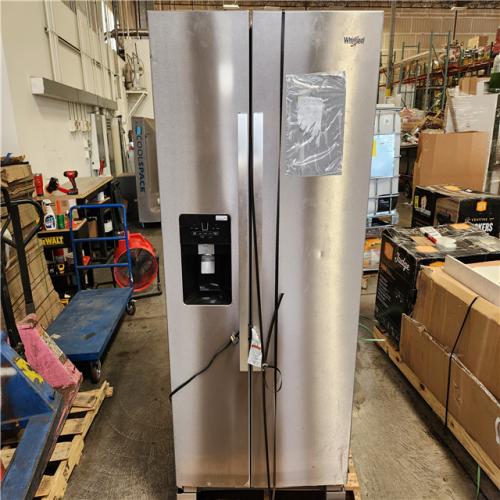 Phoenix Location AS-IS Whirlpool 24.6 cu. ft. Side by Side Refrigerator in Fingerprint Resistant Stainless Steel