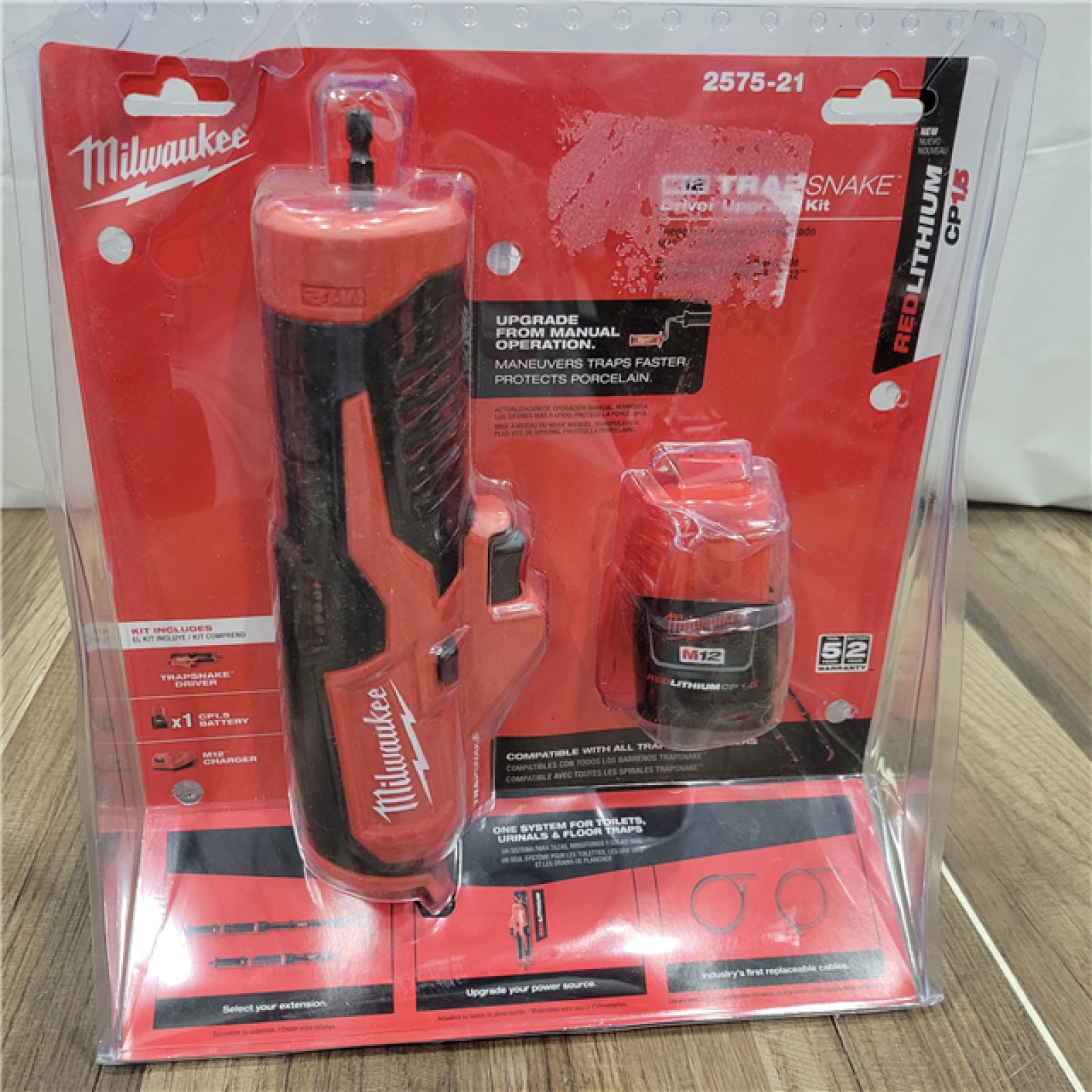 AS-IS Milwaukee  M12 Trap Snake 12V Lithium-Ion Cordless Toilet and Urinal Auger Power Driver W/ 1.5AH Battery and Charger