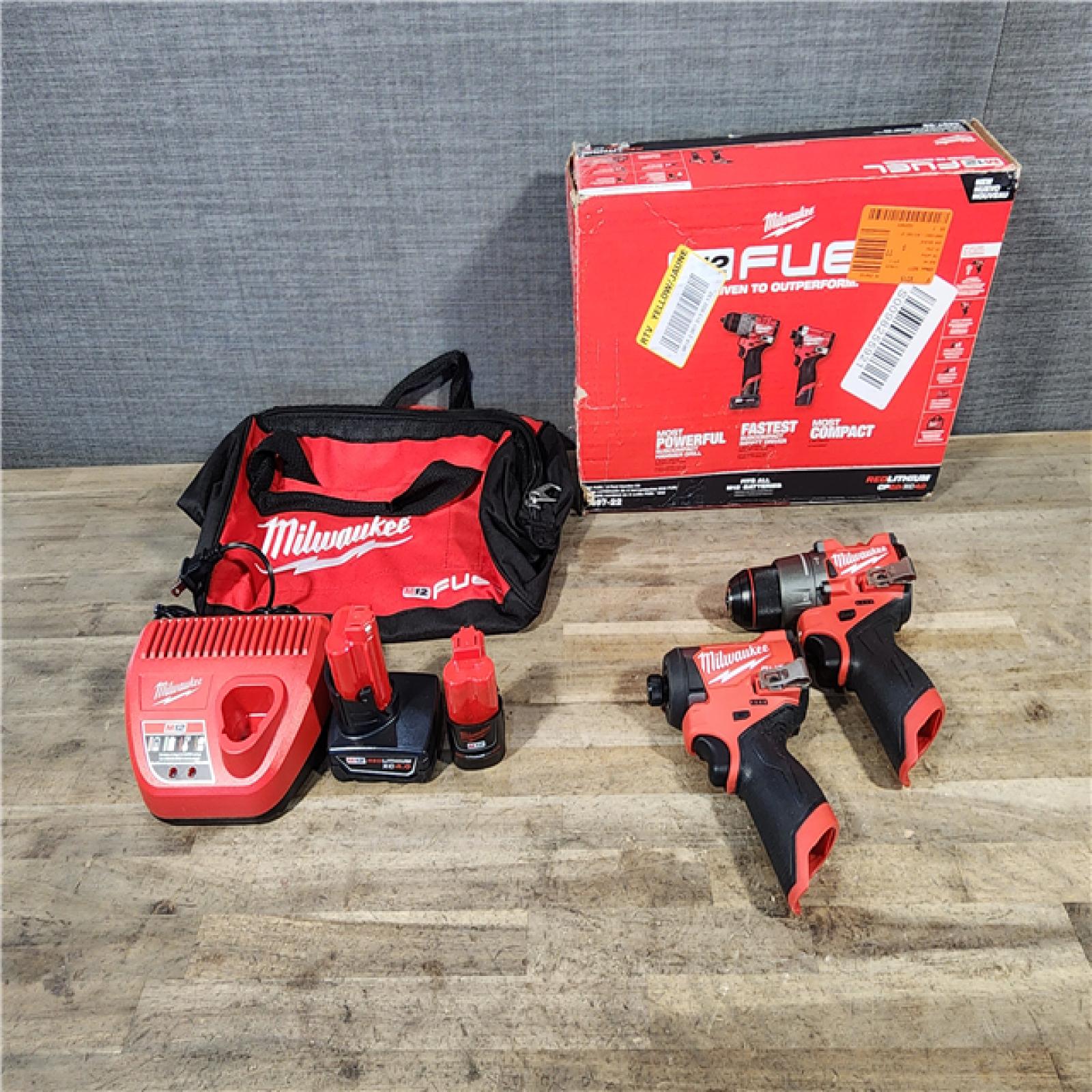 HOUSTON LOCATION - AS-IS Milwaukee 3497-22 12V Brushless Hammer Drill and Impact Driver Combo Kit