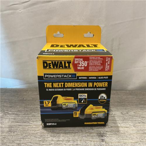 NEW - DEWALT POWERSTACK 20V 5.0Ah and 1.7Ah Lithium-Ion Power Tool Battery Packs (2-Pack)