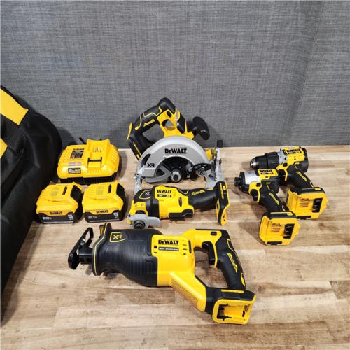 HOUSTON LOCATION - AS-IS (APPEARS LIKE NEW) DEWALT 20V Lithium-Ion Cordless 5-Tool Combo Kit