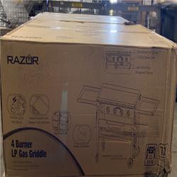DALLAS LOCATION - Razor 37 in. 4-Burner Portable Propane Gas Griddle Flat Top Grill in Black with Foldable Shelves and Cover