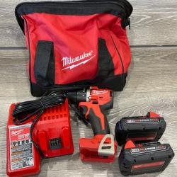 AS-IS Milwaukee 18V Lithium-Ion Brushless Cordless 1/2 in. Compact Drill/Driver Kit