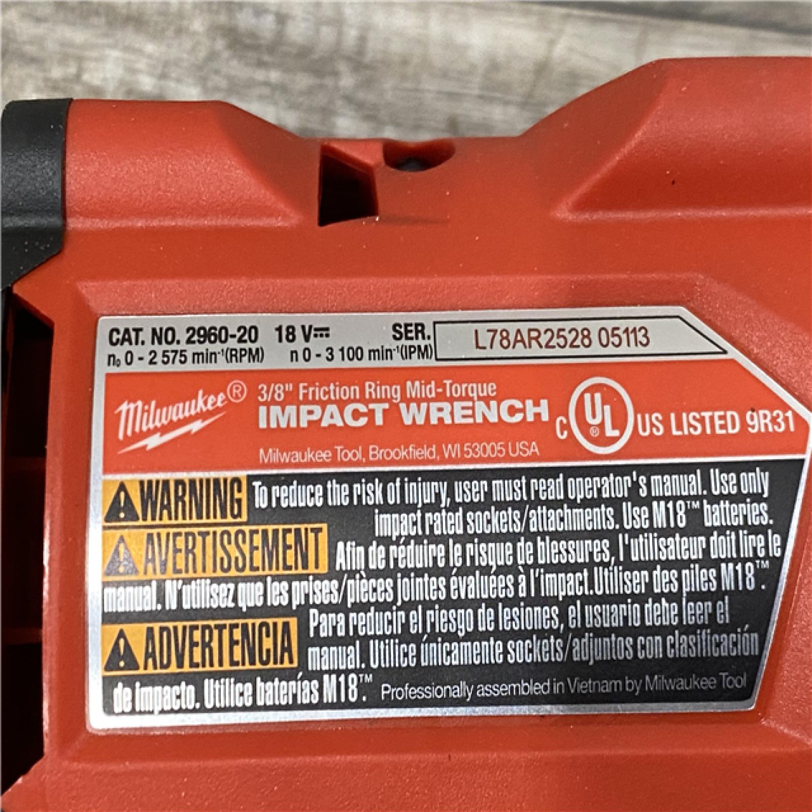AS-IS Milwaukee FUEL GEN-2 18V Lithium-Ion Mid Torque Brushless Cordless 3/8 in. Impact Wrench with Friction Ring (Tool-Only)