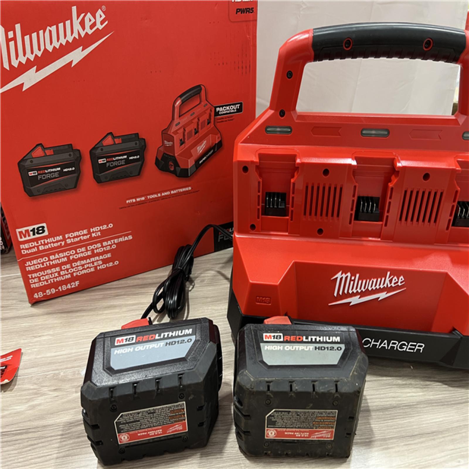 AS-IS Milwaukee M18 18V Lithium-Ion REDLITHIUM FORGE Starter Kit with Two 12.0 Ah Battery