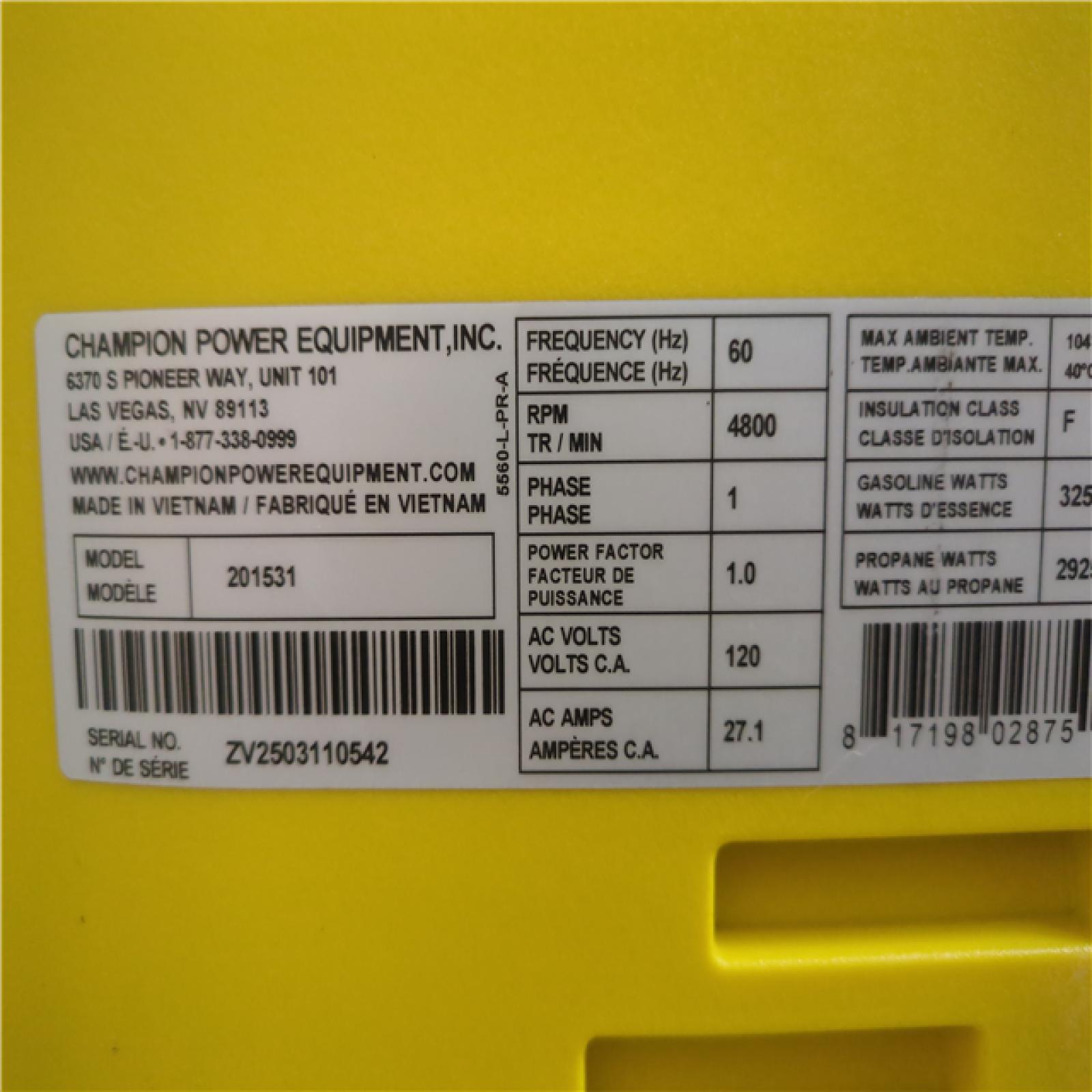 CALIFORNIA AS-IS CHAMPION PORTABLE POWER GENERATOR