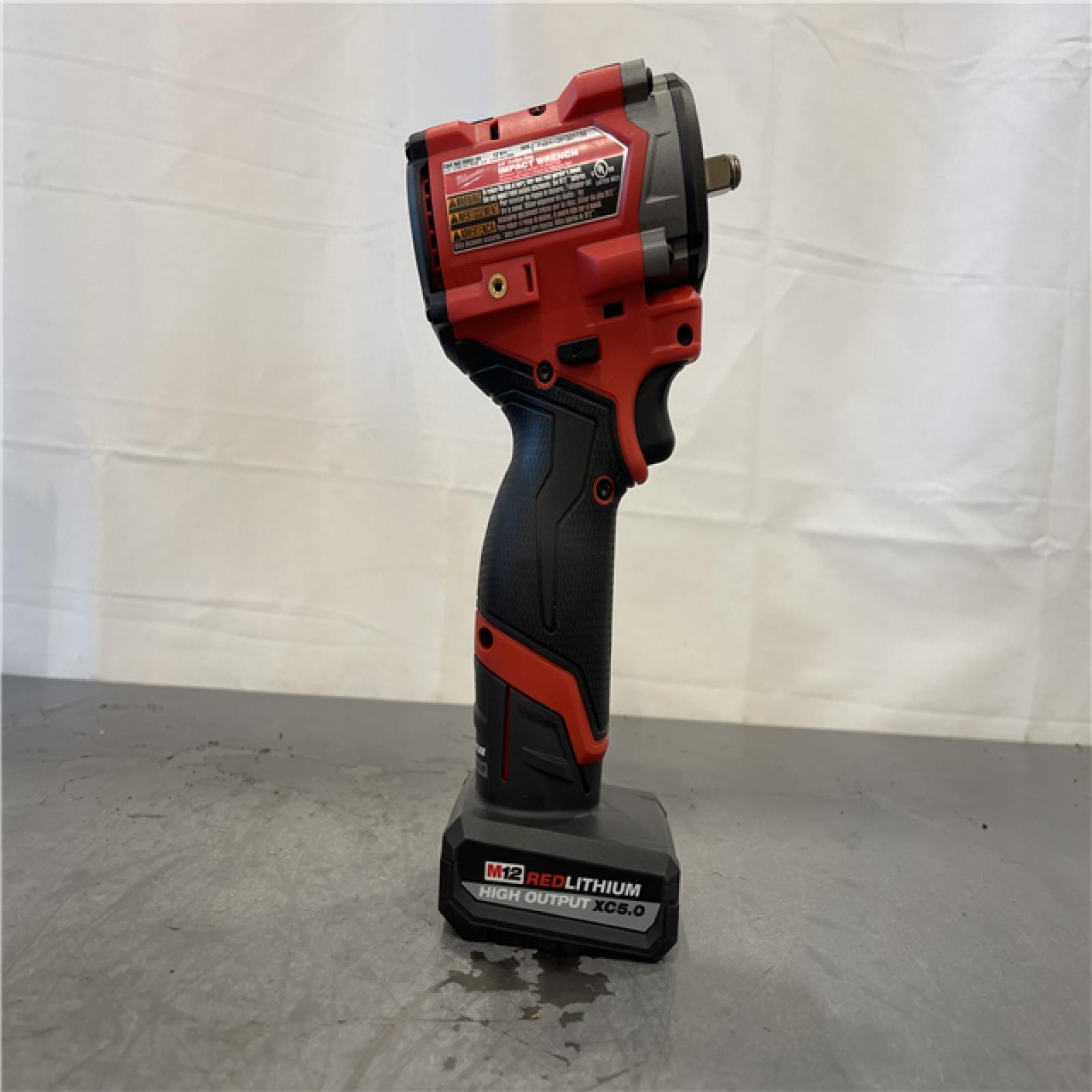 AS-IS - Milwaukee M12 FUEL 12V Li-Ion Brushless Cordless Stubby 3/8 in. Impact Wrench Kit
