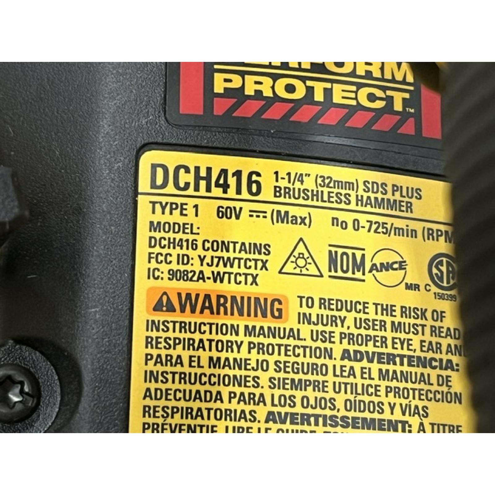 AS-IS DEWALT FLEXVOLT 60V MAX Cordless 1-1/4 in. SDS Plus Rotary Hammer (Tool Only)
