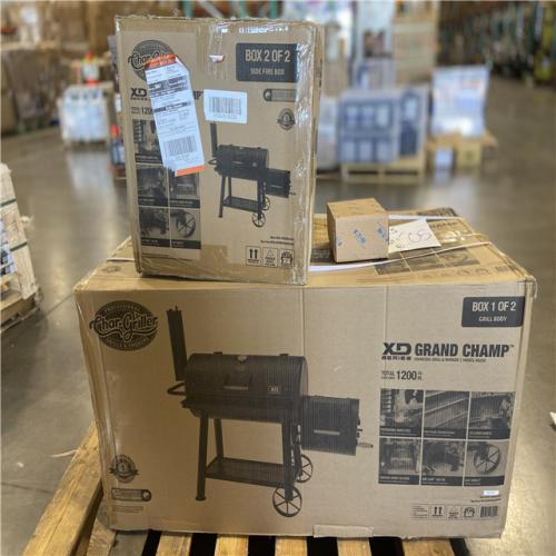 DALLAS LOCATION - AS-IS Char-Griller Grand Champ Charcoal Grill and Offset Smoker in Black