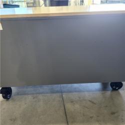 DALLAS LOCATION- Husky Heavy Duty 61 in. W x 23 in. D 15-Drawer Matte Gray Mobile Workbench Cabinet with Solid Wood Top