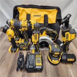 AS-IS- DEWALT 20V MAX Lithium-Ion Cordless 7-Tool Combo Kit with 2.0 Ah Battery  5.0 Ah Battery and Charger