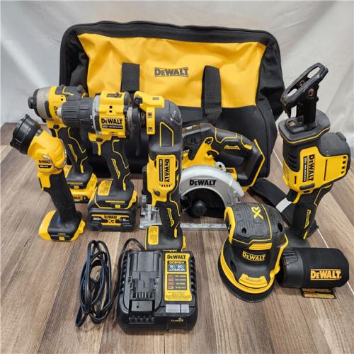 AS-IS- DEWALT 20V MAX Lithium-Ion Cordless 7-Tool Combo Kit with 2.0 Ah Battery  5.0 Ah Battery and Charger