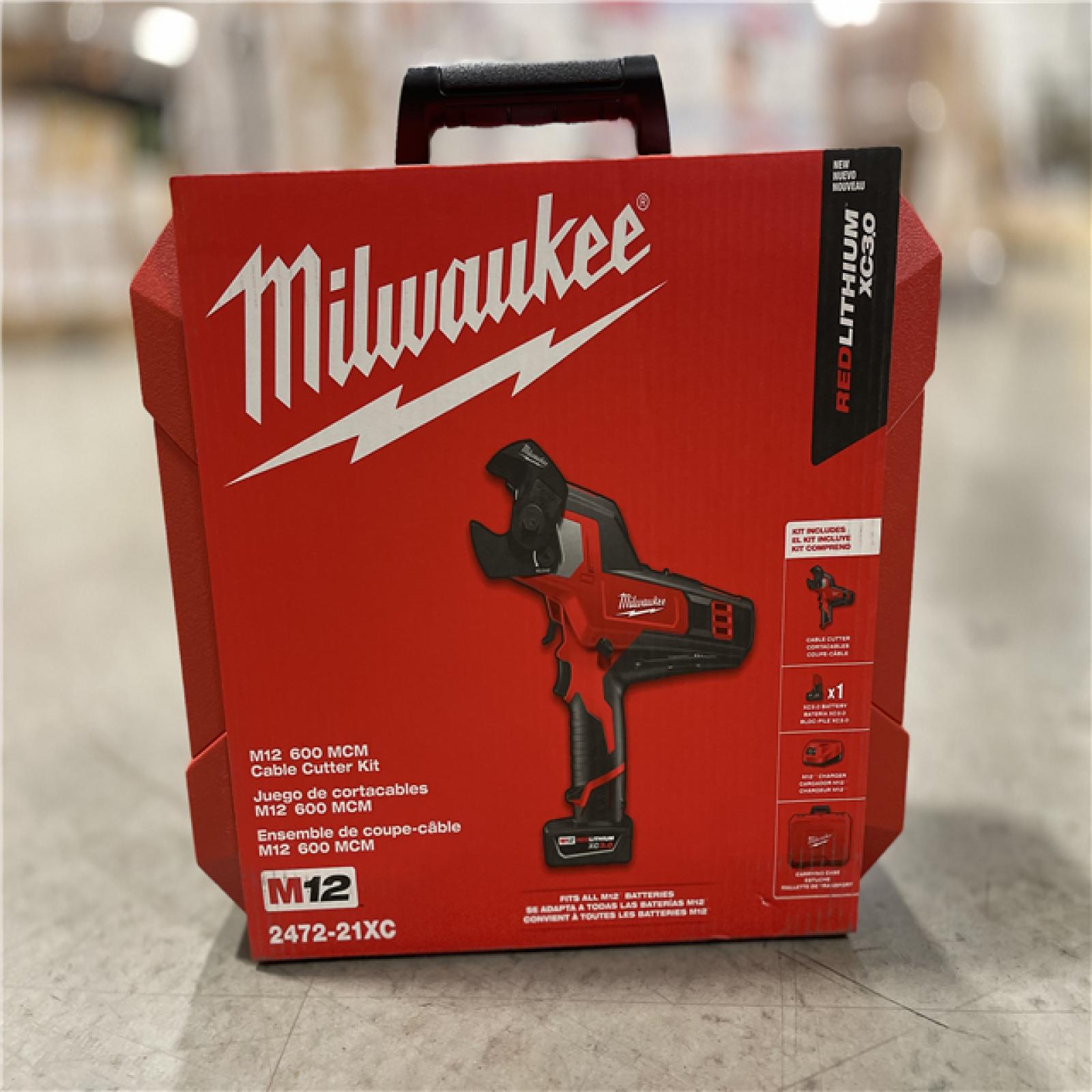 NEW! - Milwaukee M12 12V Lithium-Ion Cordless 600 MCM Cable Cutter Kit with One 3.0Ah Battery  Charger and Hard Case