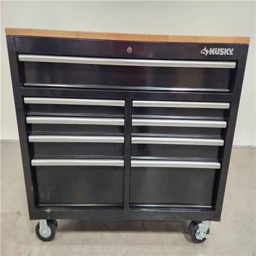 Phoenix Location NEW Husky Tool Storage 46 in. W Standard Duty Black Mobile Workbench Cabinet with Solid Top Full Length Extension Table(Small Dent on Rear)