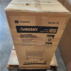 Phoenix LIKE NEW Husky Standard Duty 46 in. W x 18 in. D 9-Drawer Gloss Tan Mobile Workbench Cabinet with Solid Wood Top