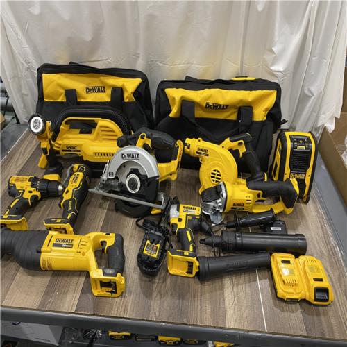 AS-IS  DEWALT 20-Volt Max Lithium-Ion 10-Tool Cordless Combo Kit with Two 2.0 Ah Batteries, Charger and 2 Bags