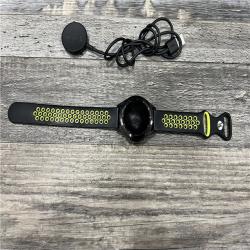 AS-IS Samsung Galaxy Watch 4 Black Silicone Sport Band Black/Chartreuse