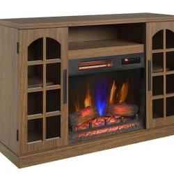DALLAS LOCATION- NEW!- TWIN STAR HOME DURAFLAME NATURAL WALNUT ELECTRIC FIREPLACE TV STAND