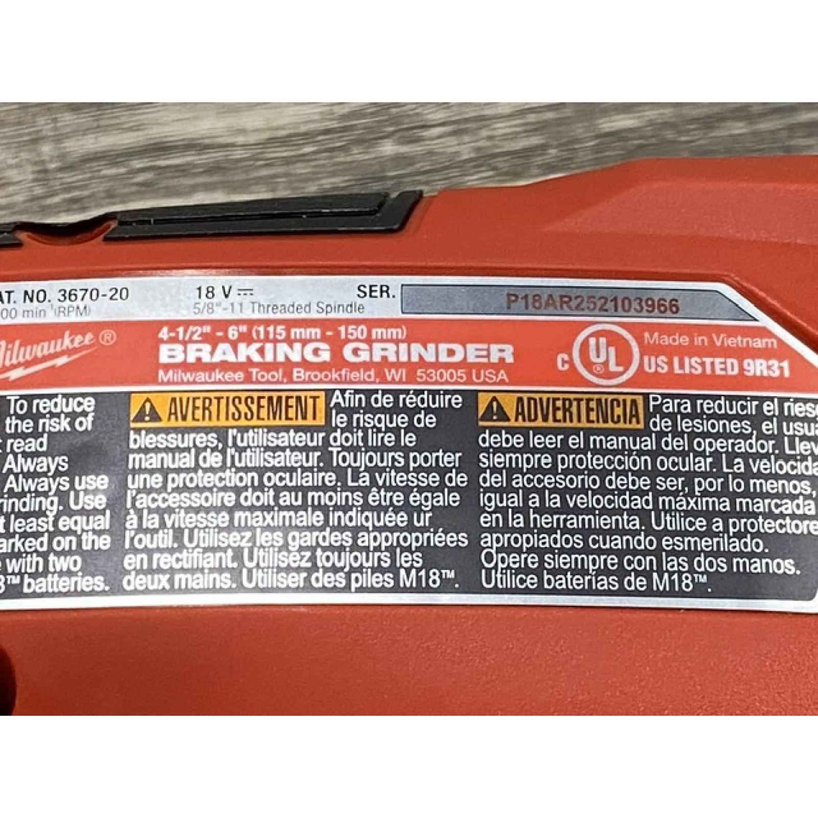 AS-IS Milwaukee FUEL 18-Volt Lithium-Ion Brushless Cordless 4-1/2 in./6 in. Braking Grinder with Paddle Switch (Tool-Only)