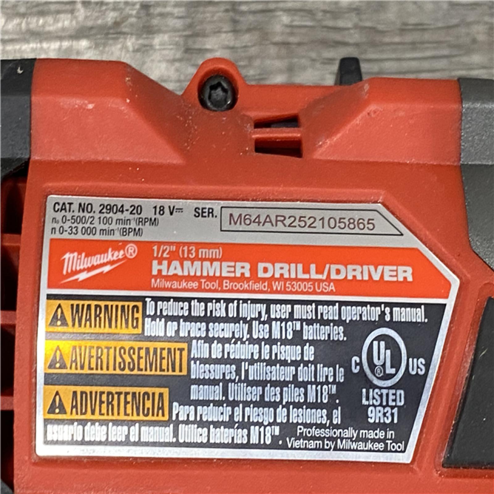 AS-IS Milwaukee FUEL 18V Lithium-Ion Brushless Cordless 1/2 in. Hammer Drill Driver Kit