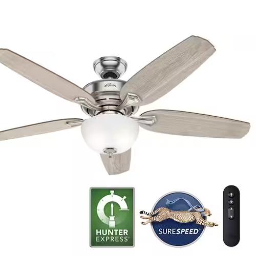DALLAS LOCATION - Hunter Channing 54 in. Hunter Express Indoor Brushed Nickel Ceiling Fan with Remote (18 UNITS)