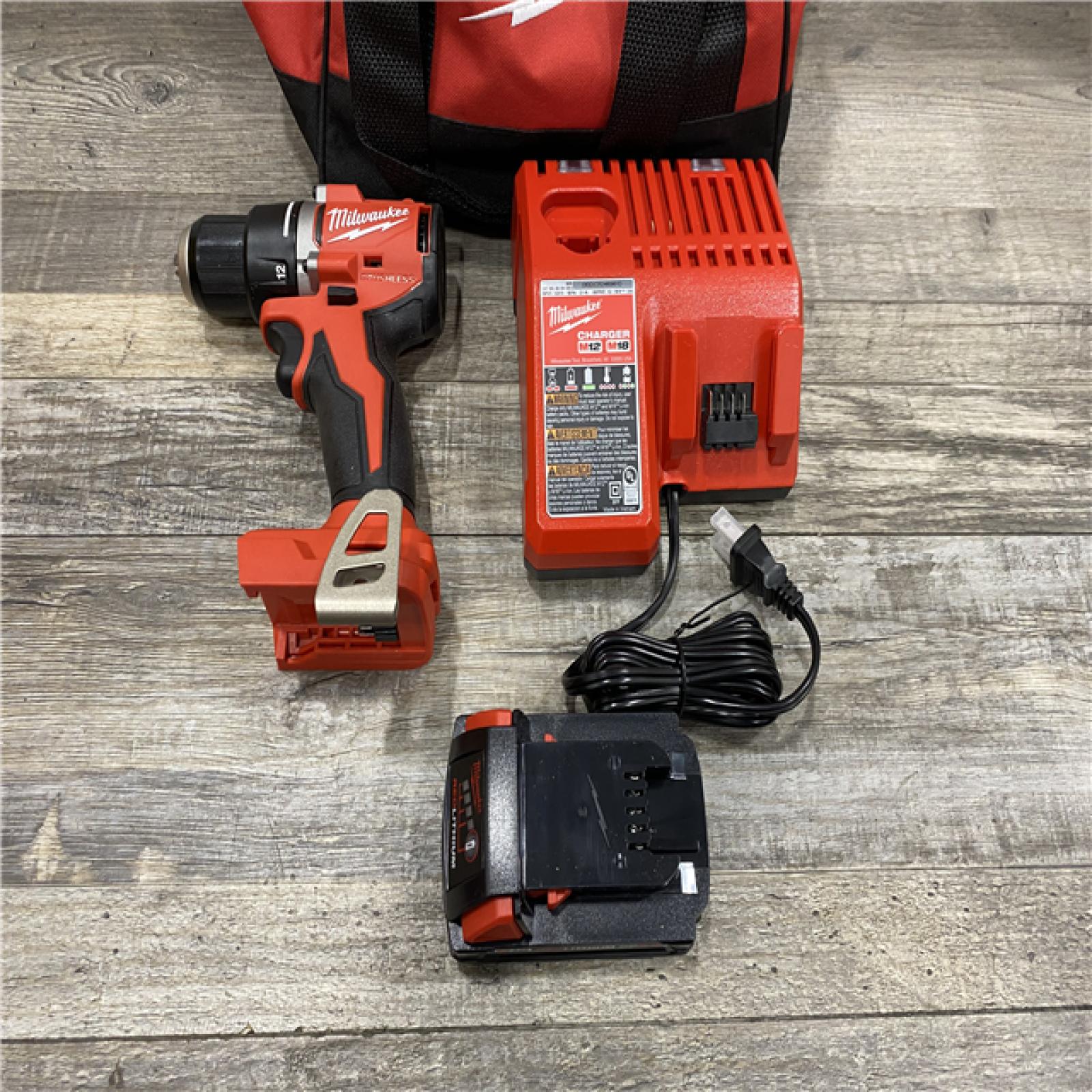 AS-IS Milwaukee 18V Lithium-Ion Brushless Cordless 1/2 in. Compact Drill/Driver Kit