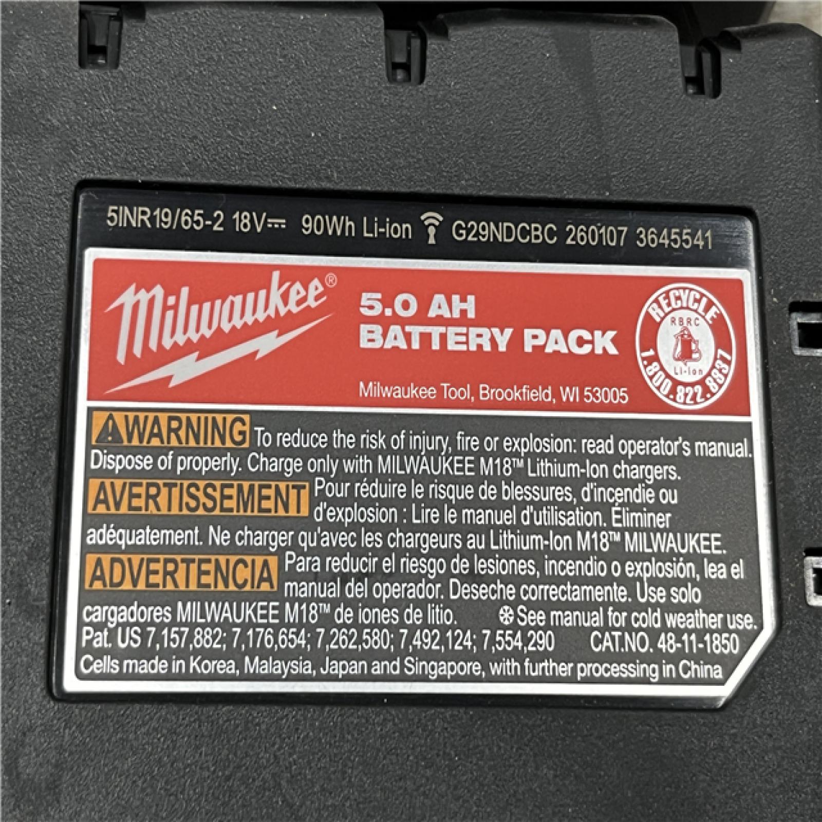 AS-IS Milwaukee 18-Volt Lithium-Ion XC Extended Capacity 5.0 Ah Battery Pack (2-Pack)