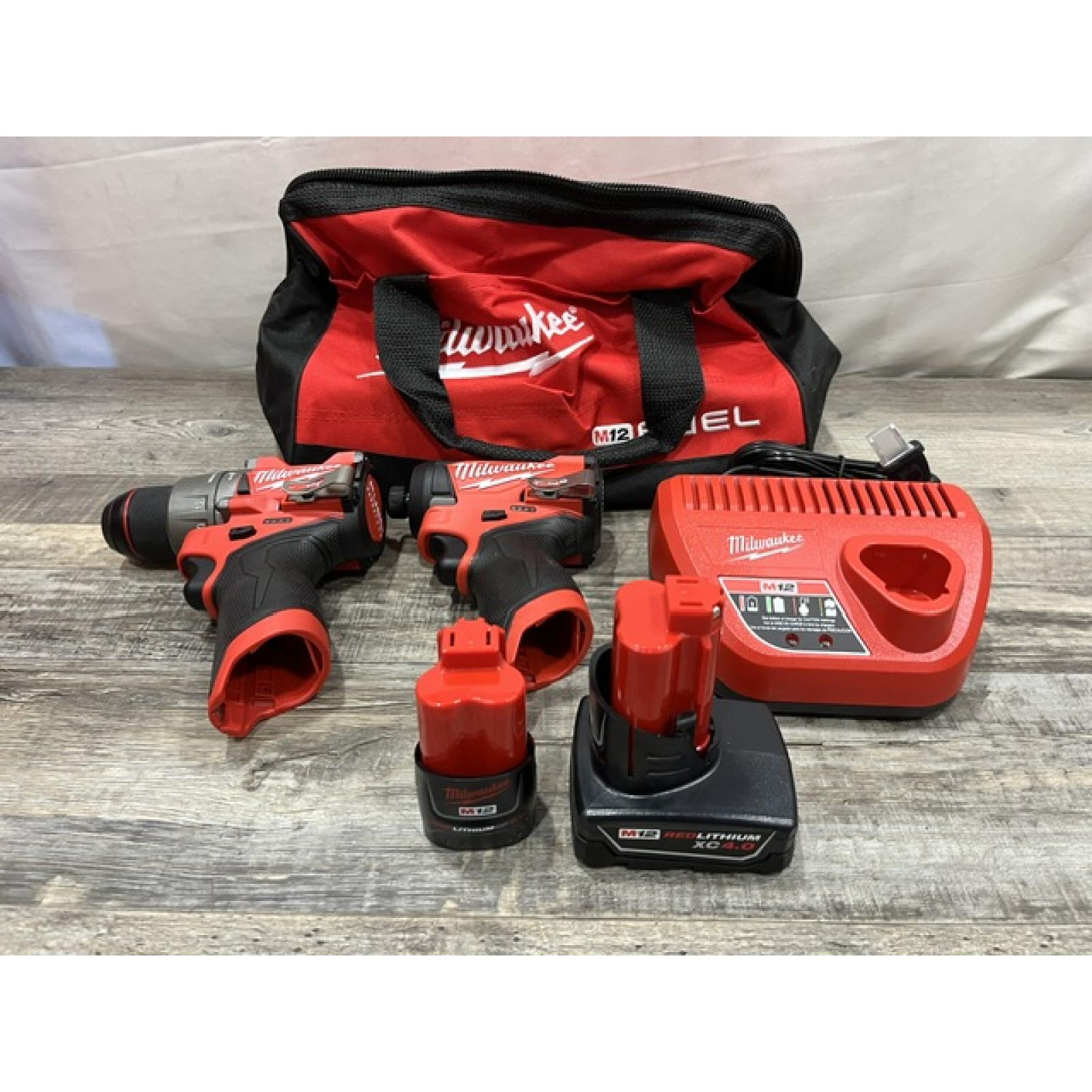 AS-IS Milwaukee FUEL 12-Volt Lithium-Ion Brushless Cordless Hammer Drill and Impact Driver Combo Kit