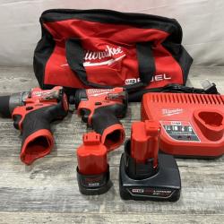 AS-IS Milwaukee FUEL 12-Volt Lithium-Ion Brushless Cordless Hammer Drill and Impact Driver Combo Kit