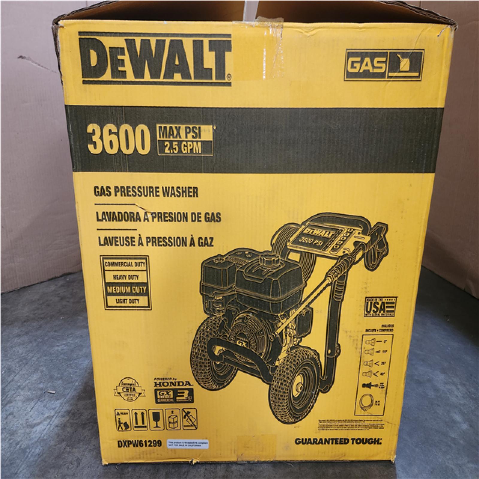Phoenix AS-IS DEWALT 3600 PSI 2.5 GPM Cold Water Gas Professional Pressure Washer with HONDA GX200 Engine