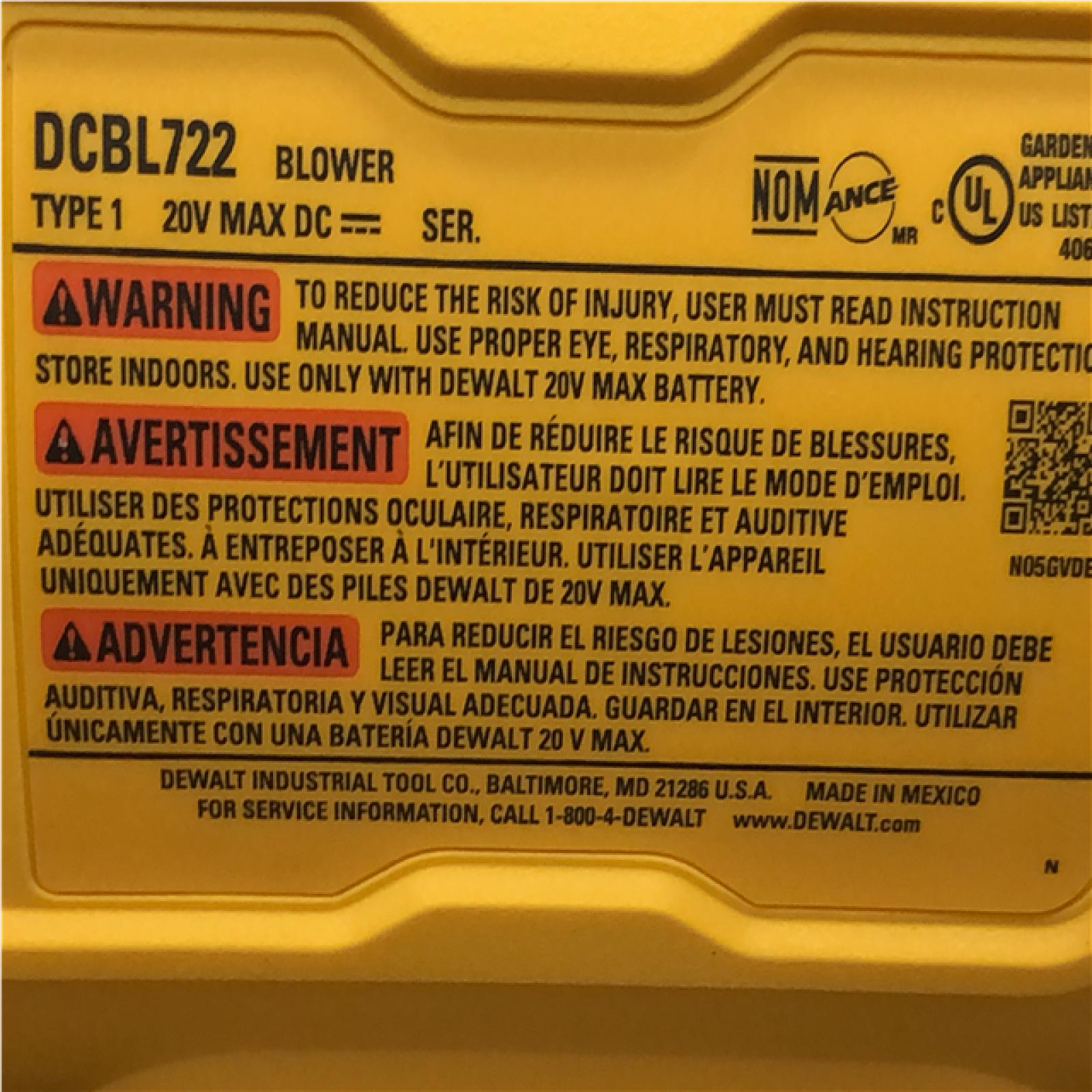 AS-IS DEWALT 20V MAX* XR Brushless Cordless Handheld Blower Kit