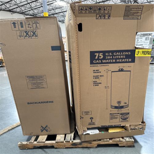 California NEW Rheem 75 Gallons Propane Gas Water Heater & AO Smith ProLine Commercial Grade 40-Gallon Natural Gas Water Heater