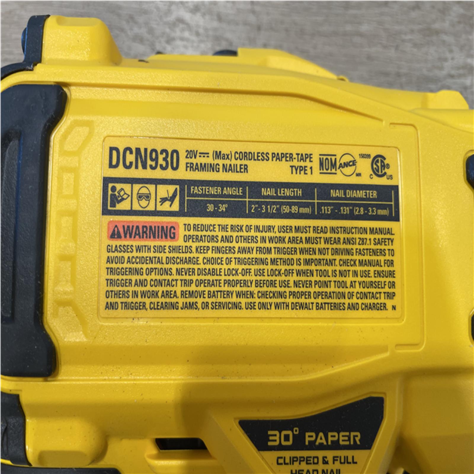 AS-IS DEWALT 20V 30 Degree Cordless Framing Nailer (Tool-Only)
