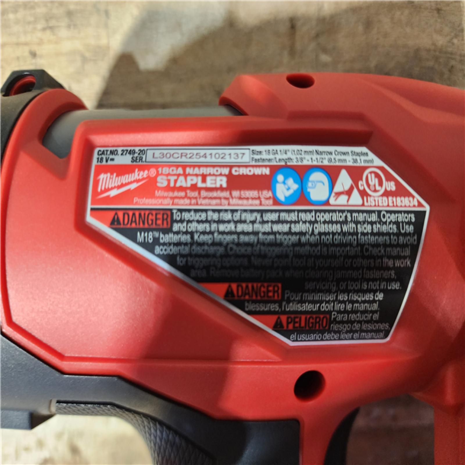 HOUSTON LOCATION - AS - IS Milwaukee FUEL 18-Volt Lithium-Ion Brushless Cordless 18-Gauge 1/4 in. Narrow Crown Stapler (Tool-Only)