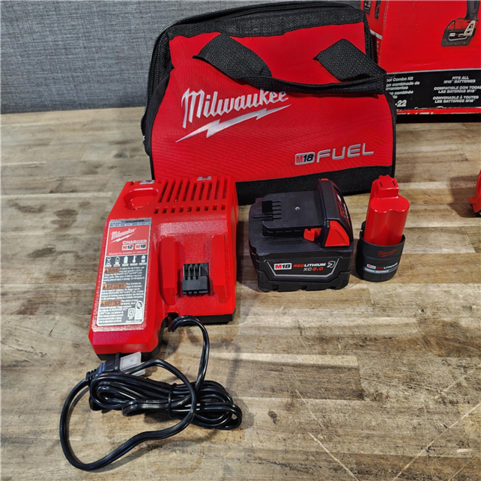 HOUSTON LOCATION - AS-IS M18 FUEL 18V Cordless Mid Torque 1/2 in. Impact Wrench W/ M12 FUEL 3/8 in. Ratchet & Battery/Charger Combo Kit