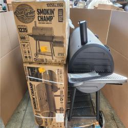 Phoenix AS-IS Char-Griller Smokin' Champ Charcoal Grill Offset Smoker in Black with Charcoal Tray and Dual Damper Controls Pallet