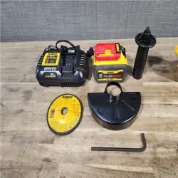 HOUSTON LOCATION - AS-IS DEWALT FLEXVOLT 60-Volt MAX Brushless 4-1/2 in. - 6 in. Cordless Grinder with Kickback Brake Kit (D) W/ BATTERY & CHARGER
