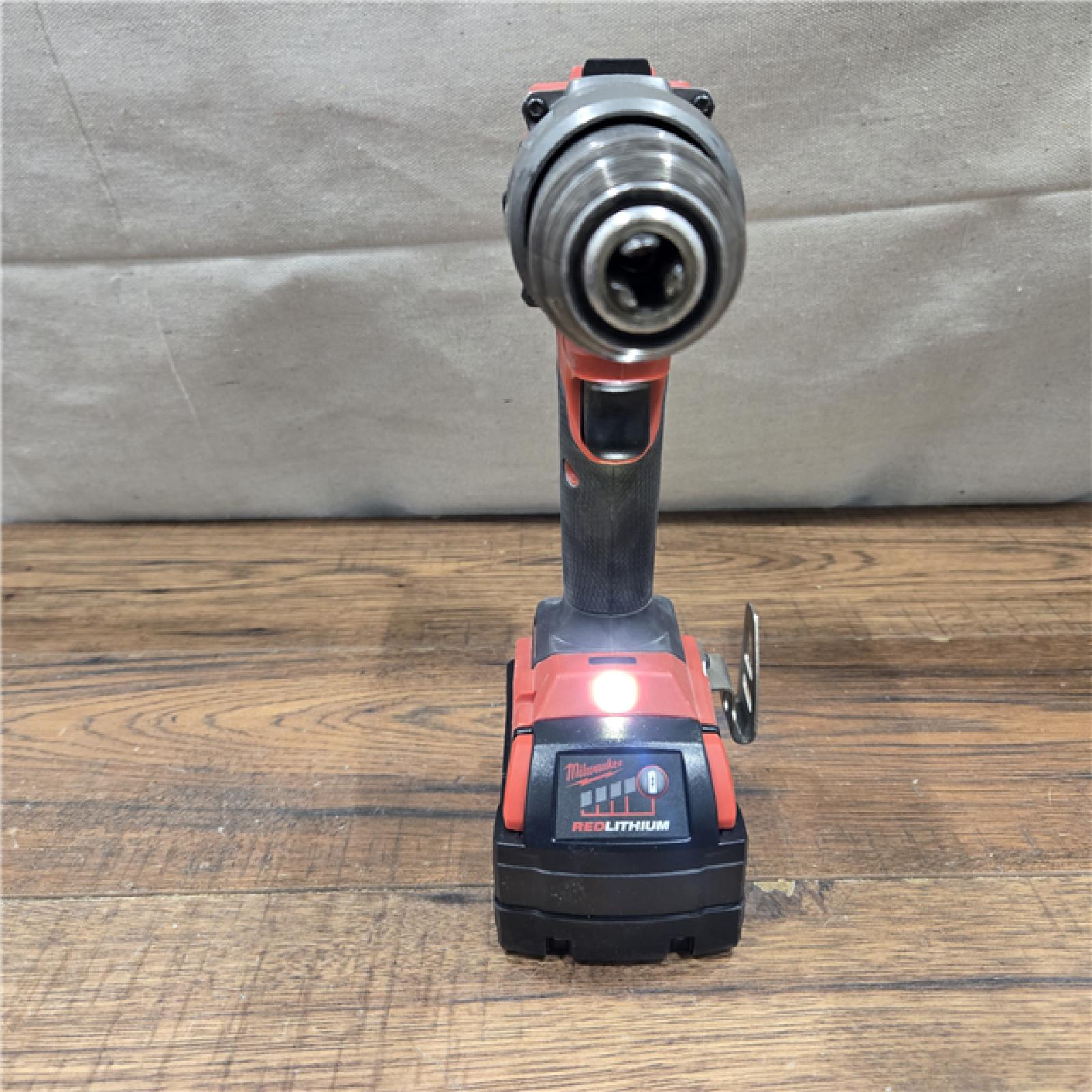 AS-IS Milwaukee 2904-22 Hammer Drill Driver Kit with Batteries  Charger & Tool Case  Red