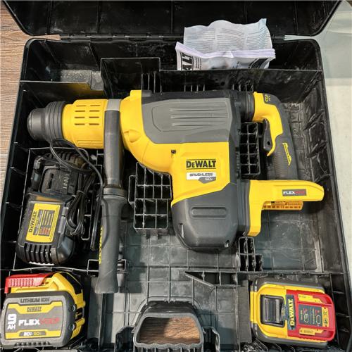California AS-IS DeWalt 60V Flexbolt Lithium-Ion Cordless Brushless 2 in. SDS MAX Rotary Hammer Kit, (2) 9.0 Ah Batteries, Charger and Kit Box