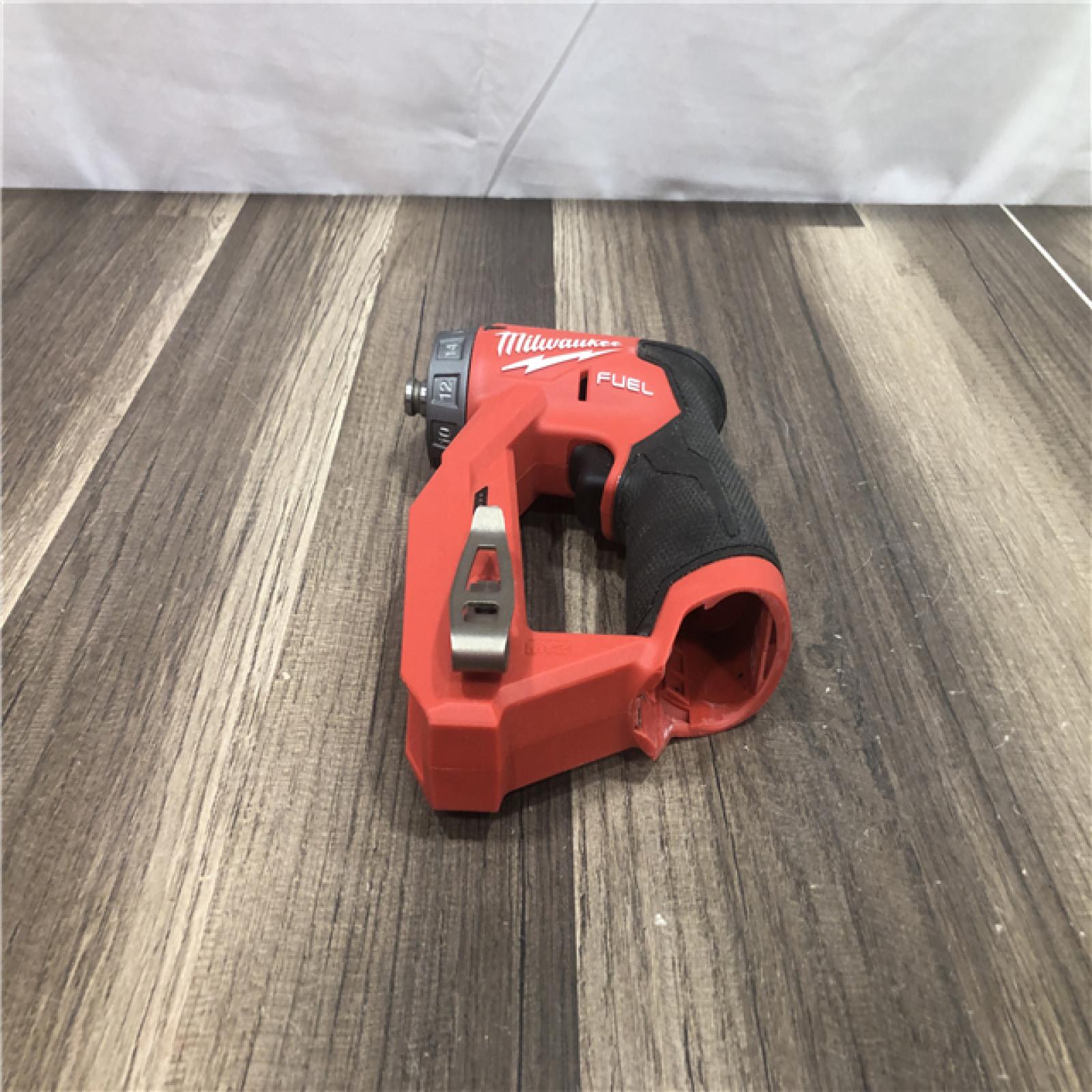 AS-IS Milwaukee  FUEL 12V Lithium-Ion Brushless Cordless 4-in-1 Installation 3/8 in. Drill Driver with 4 Tool Head (Tool-Only)