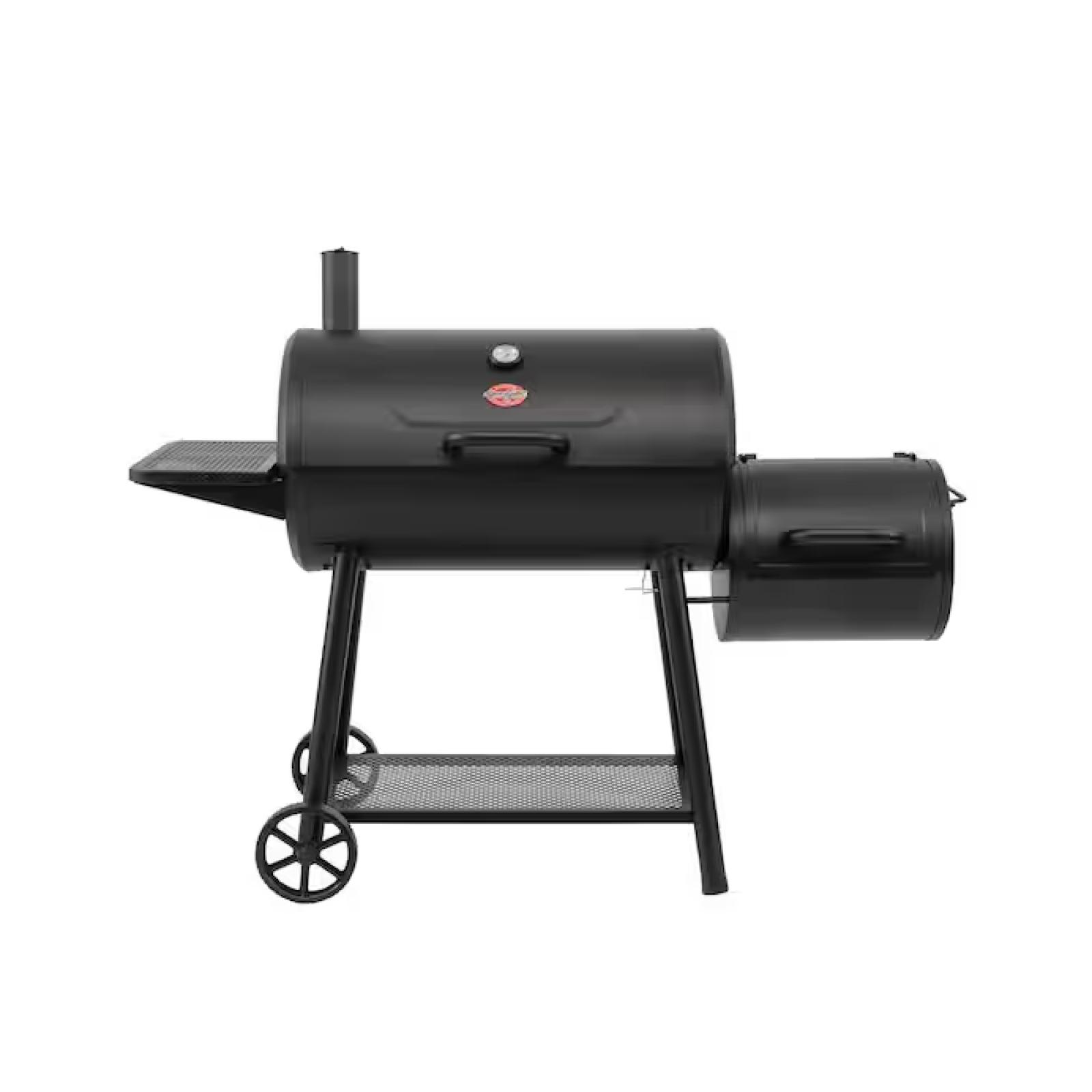 DALLAS LOCATION - Char-Griller Smokin' Champ Charcoal Grill Offset Smoker in Black PALLET -(4 UNITS)