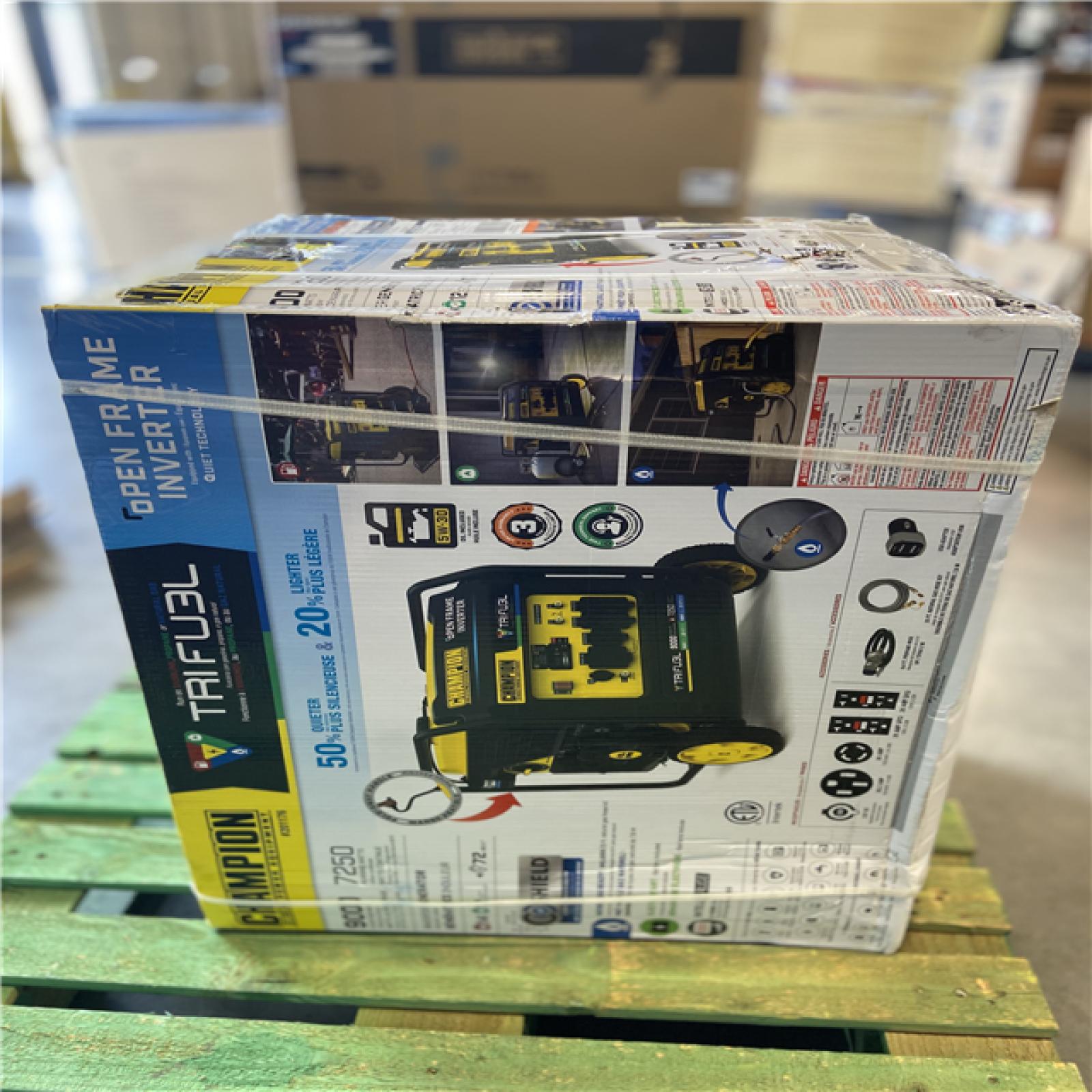 DALLAS LOCATION -  Champion Power Equipment 9000-Watt Electric Start Gasoline Propane and Natural Gas Tri Fuel Open Frame Inverter Generator