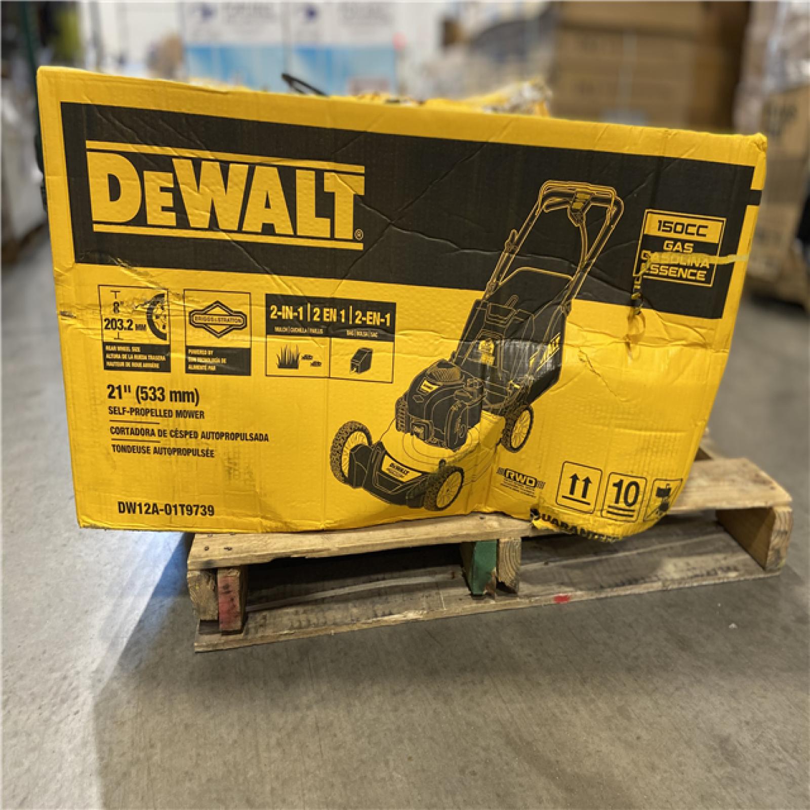 DALLAS LOCATION - DEWALT 21 in. 150cc Briggs and Stratton 625ex Engine Rear Wheel Drive 2-in-1 Gas Self Propelled Walk Behind Lawn Mower